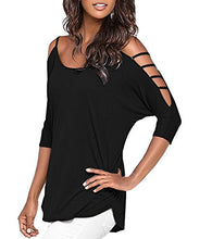 Mooncolour Women's 3/4 Sleeve Hollow Out Casual Loose Solid Blouse Tops
women