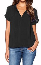 LILBETTER Women Chiffon Blouse V Neck Short Sleeve Top Shirts
women