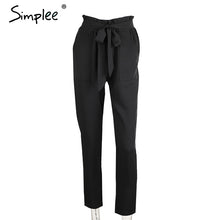 Simplee Apparel OL chiffon high waist harem pants Women stringyselvedge summer style casual pants female 2016 New black trousers
women