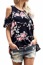 Chase Secret Womens Cold shoulder Floral Print Shirt With Ruffle Sleeve Blouse Casual Tops
women