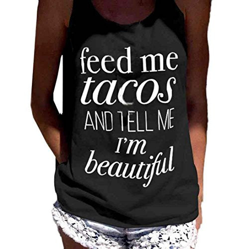 Women Tank Tops, kaifongfu Letter Print Sleeveless Tank Crop Tops Vest
women