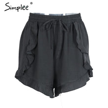 Simplee Ruffles high waist shorts women Sexy drawstring beach summer shorts Loose elastic waist streetwear shorts
women