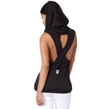 2017 Fitness Backless Cross Sport T Shirt Women Breathable Sleeveless Yoga Shirt Gym Clothes Running Sportswear Hooded Yoga Tops
women