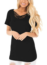 Astylish Women Sexy Criss Cross Short Sleeve Casual Loose Blouse Tops
women