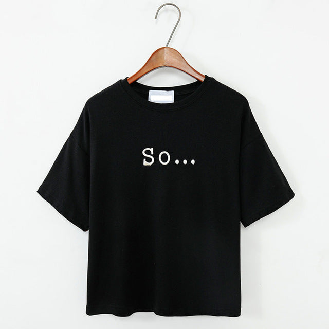 Free Shipping 2017 Summer Style Women's T Shirt Women Tops Loose Embroidered Letters Cotton Short Sleeve T-shirt Female T Shirts
women