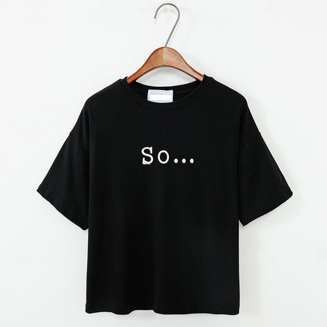 Free Shipping 2017 Summer Style Women's T Shirt Women Tops Loose Embroidered Letters Cotton Short Sleeve T-shirt Female T Shirts
women