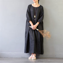 Vestidos 2017 Summer Autumn Dress Solid Three Quarter Plus Size 100% Linen Dress Casual Loose Long Robe Women S425-Women