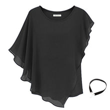 Fashion Story Women Casual T-shirt Short Sleeve Chiffon Top Crew Loose Blouse Bat Sleeve
women