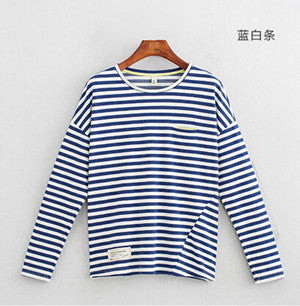 Toyouth Women T-Shirts Batwing Long Sleeve Striped Pattern O-neck Casual T shirt Female Tees Cotton Elegant Ladies Tees Tops
women