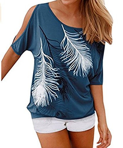 Relipop Women's Fashion Off Shoulder Tops Short Sleeve Blouse Casual T-Shirt
women