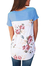 HOTAPEI Women Casual Floral Print Back Short Sleeve Criss Cross V Neck Blouse Tops
women