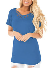 Astylish Women Sexy Criss Cross Short Sleeve Casual Loose Blouse Tops
women