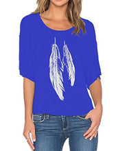Romastory Womens Street Style Feather Pattern T-shirts Casual Loose Top Tee Shirts
women