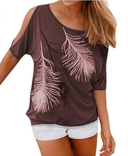 Relipop Women's Fashion Off Shoulder Tops Short Sleeve Blouse Casual T-Shirt
women