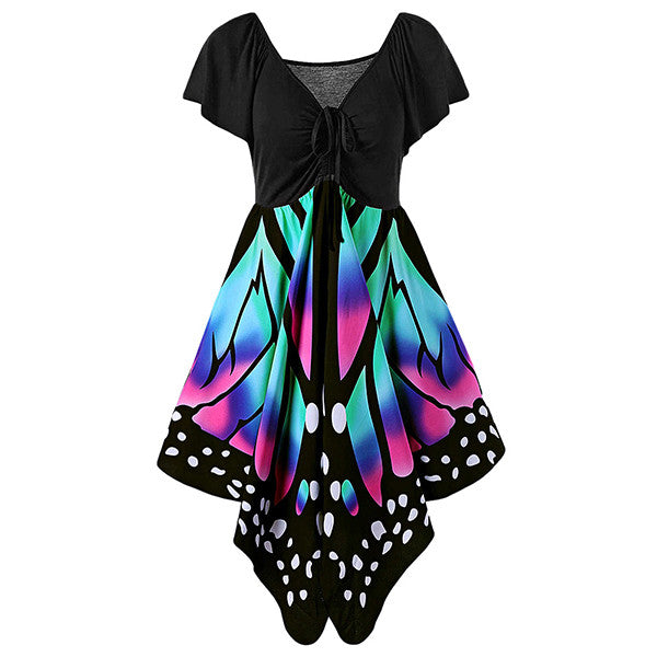 AZULINA Butterfly Shape Women Fashion Dress V Neck Novelty Female Party Dresses Vestido Robe Femme Plus Size 4XL 5XL-Women