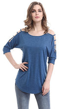 Mooncolour Women's 3/4 Sleeve Hollow Out Casual Loose Solid Blouse Tops
women