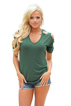 Women's V Neck T Shirts Casual Loose Hollow Out Shoulder Tops Tees Blouses
women