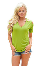 Women's V Neck T Shirts Casual Loose Hollow Out Shoulder Tops Tees Blouses
women
