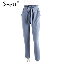 Simplee Apparel OL chiffon high waist harem pants Women stringyselvedge summer style casual pants female 2016 New black trousers
women