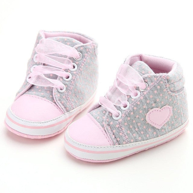 Lovely Baby Sneakers Newborn Baby Crib Shoes Girls Toddler Laces Soft Sole Shoes-kids