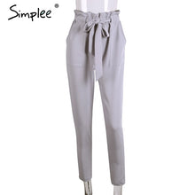 Simplee Apparel OL chiffon high waist harem pants Women stringyselvedge summer style casual pants female 2016 New black trousers
women