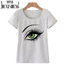 2017 Summer T shirt Women Tops Tees Short Sleeve Cotton Big Eyes Print Tshirt Funny T-shirt Woman Clothes Plus Size-women