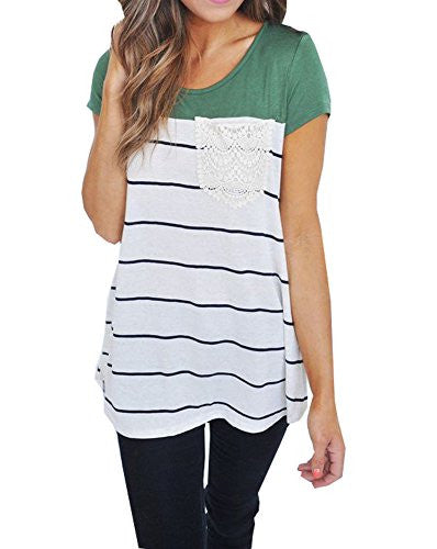 Chellysun Women's V-neck Casual Short Sleeve T-shirt Blouse Tees Tops
women