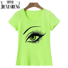 2017 Summer T shirt Women Tops Tees Short Sleeve Cotton Big Eyes Print Tshirt Funny T-shirt Woman Clothes Plus Size-women