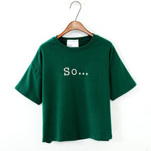 Free Shipping 2017 Summer Style Women's T Shirt Women Tops Loose Embroidered Letters Cotton Short Sleeve T-shirt Female T Shirts
women