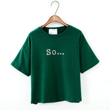 Free Shipping 2017 Summer Style Women's T Shirt Women Tops Loose Embroidered Letters Cotton Short Sleeve T-shirt Female T Shirts
women