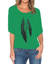 Romastory Womens Street Style Feather Pattern T-shirts Casual Loose Top Tee Shirts
women