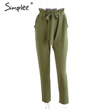 Simplee Apparel OL chiffon high waist harem pants Women stringyselvedge summer style casual pants female 2016 New black trousers
women