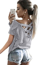 ECOWISH Women's Summer Cut Out Loose Shirts Criss Cross Back Top Tee Blouse
women