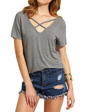 Haola Women's Summer Cross Front Tops Deep V Neck Casual Teen Girls Tees T Shirts
women