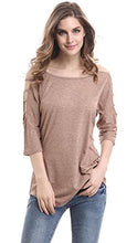 Mooncolour Women's 3/4 Sleeve Hollow Out Casual Loose Solid Blouse Tops
women