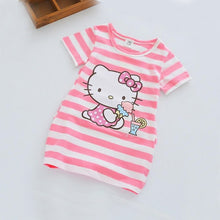 Summer Kids dresses for girls 2-8Y Striped Cartoon Girls dress Donald Duck Print two sides pocket vestido children baby clothes
kids