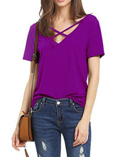 Haola Women's Summer Cross Front Tops Deep V Neck Casual Teen Girls Tees T Shirts
women