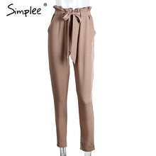 Simplee Apparel OL chiffon high waist harem pants Women stringyselvedge summer style casual pants female 2016 New black trousers
women