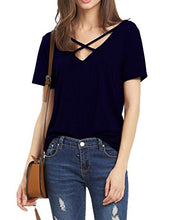 Haola Women's Summer Cross Front Tops Deep V Neck Casual Teen Girls Tees T Shirts
women