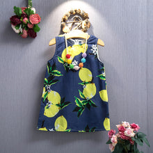 Summer Kids Dresses for Girls Lemon Flower Girl Dresses Cotton Sleeveless Children Sundress Summer Girls Clothes 2-7years
kids