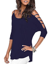 OUGES Women's Three-quarter Sleeves Hollowed Out Shoulder Casual Shirt Tops
women