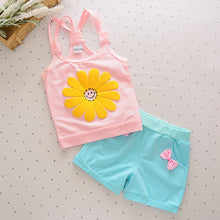 Baby Girls children short Sets Clothing Summer Sunflower T Shirts + Pants Cotton Sleeveless Kids Costume Boy Clothes Suits cs035
kids