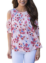 Chase Secret Womens Cold shoulder Floral Print Shirt With Ruffle Sleeve Blouse Casual Tops
women
