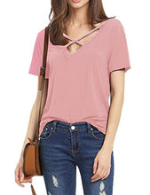 Haola Women's Summer Cross Front Tops Deep V Neck Casual Teen Girls Tees T Shirts
women