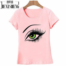 2017 Summer T shirt Women Tops Tees Short Sleeve Cotton Big Eyes Print Tshirt Funny T-shirt Woman Clothes Plus Size-women