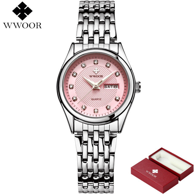 New Women Watches Brand Luxury 50m Waterproof Date Clock Ladies Quartz Sports Wrist Watch Women Silver Bracelet relogio feminino
women