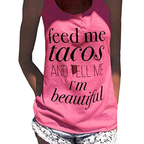 Women Tank Tops, kaifongfu Letter Print Sleeveless Tank Crop Tops Vest
women