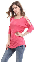 Mooncolour Women's 3/4 Sleeve Hollow Out Casual Loose Solid Blouse Tops
women