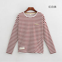Toyouth Women T-Shirts Batwing Long Sleeve Striped Pattern O-neck Casual T shirt Female Tees Cotton Elegant Ladies Tees Tops
women