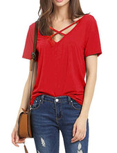 Haola Women's Summer Cross Front Tops Deep V Neck Casual Teen Girls Tees T Shirts
women